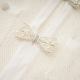 Adélade White Embellished Knit Midi Dress