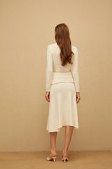 Adélade White Embellished Knit Midi Dress