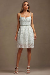 Adelaide White Lace Halter Mini Dress for Special Occasions