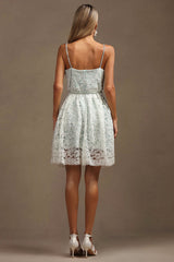 Adelaide White Lace Halter Mini Dress for Special Occasions