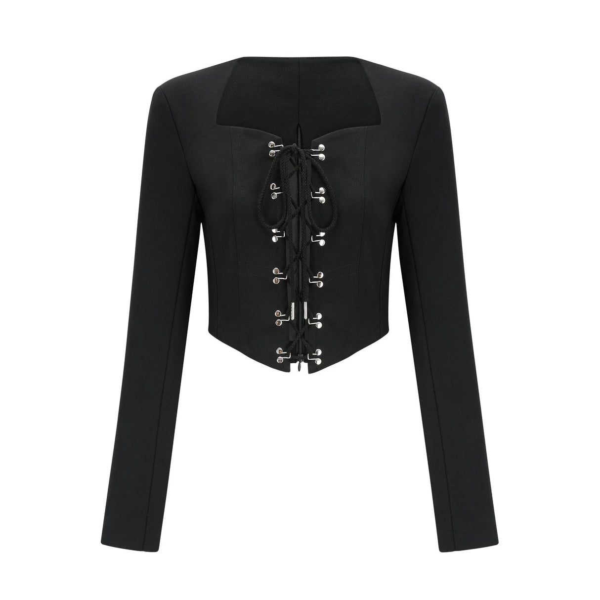 Adelaide Jacket - Corset Style - Long Sleeves - Lace - Up Fastening - Cropped Design