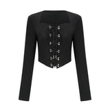Adelaide Jacket - Corset Style - Long Sleeves - Lace - Up Fastening - Cropped Design