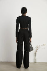 Adelaide Jacket - Corset Style - Long Sleeves - Lace - Up Fastening - Cropped Design