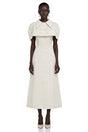 Adelaide White Midi Dress with Collared Cape