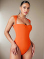 Adele Bodysuit - Elastic High Fit - Casual Style - Sleeveless - Heart Neckline - Details: Opening - Natural Waistline - Knitted Fabric
