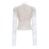 Adèle White Puff Floral Blouse  Mermaid Skirt Set