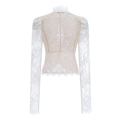Adèle White Puff Floral Blouse  Mermaid Skirt Set
