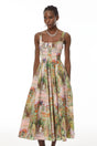 Adelheid Pink Floral Print Flared Midi Dress