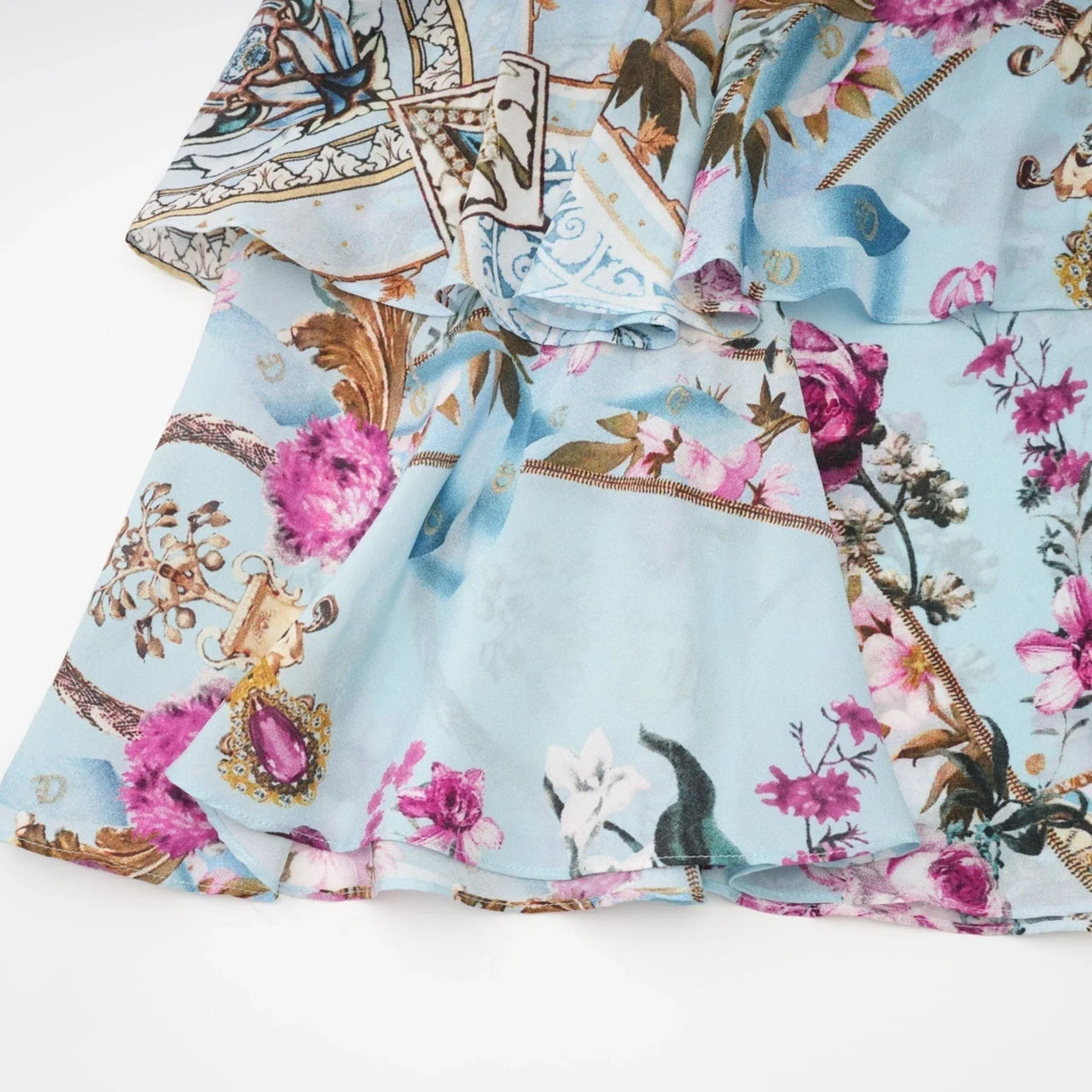 Adelina Floral Midi Dress - Sleeveless - Deep V - Neck - Open - Back - Crystal Embellishment