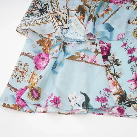 Adelina Floral Midi Dress - Sleeveless - Deep V - Neck - Open - Back - Crystal Embellishment
