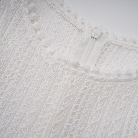 Adelina Midi Dress - Crochet Knit - Puff Skirt - Godet Design - Rear Zip Fastening