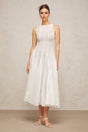 Adelina Midi Dress - Crochet Knit - Puff Skirt - Godet Design - Rear Zip Fastening
