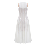Adelina Midi Dress - Crochet Knit - Puff Skirt - Godet Design - Rear Zip Fastening