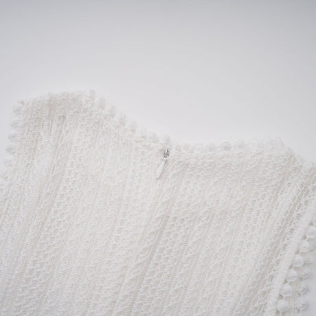 Adelina Midi Dress - Crochet Knit - Puff Skirt - Godet Design - Rear Zip Fastening