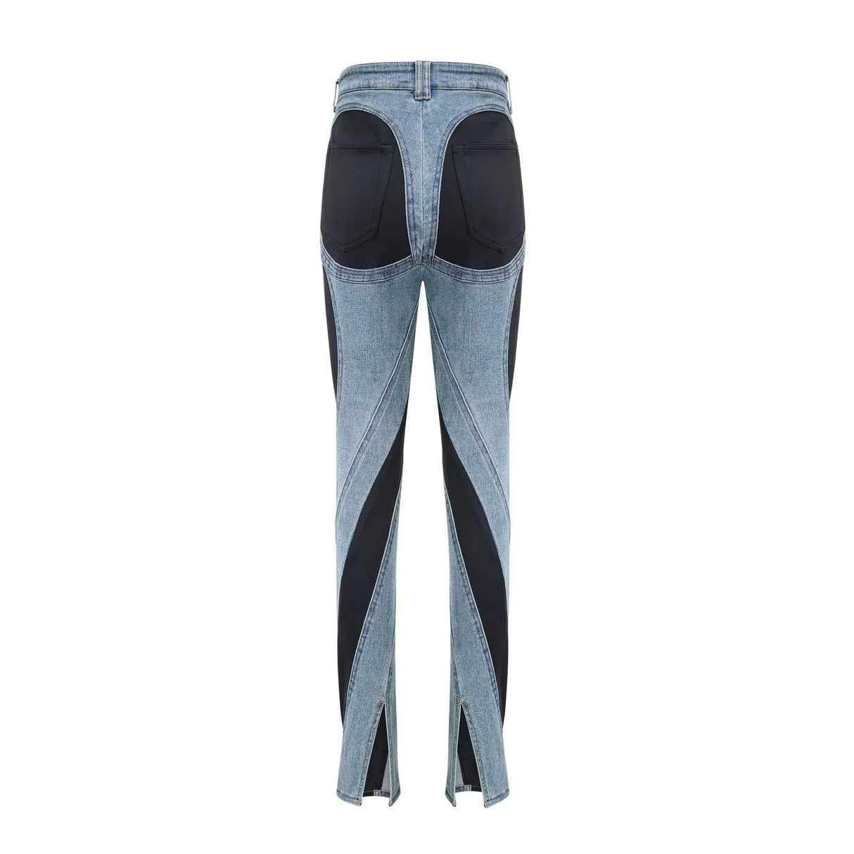 Adelyn Jeans - Stretch Denim Panelled Design Belt Loop Button Fly Pockets