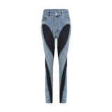 Adelyn Jeans - Stretch Denim Panelled Design Belt Loop Button Fly Pockets
