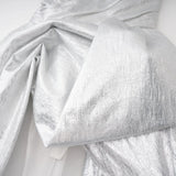 Adina Silver Glossy Asymmetrical Ruched Gown