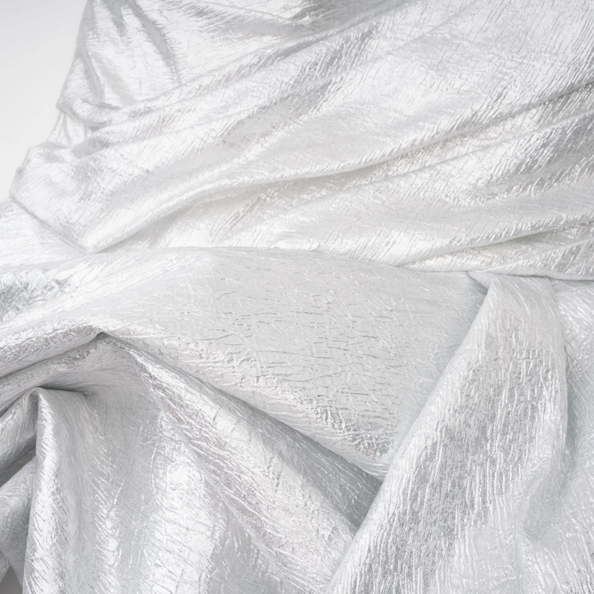 Adina Silver Glossy Asymmetrical Ruched Gown