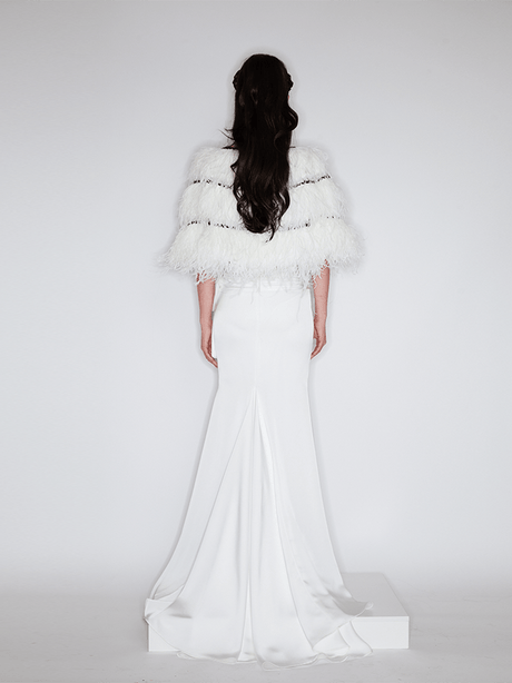 Adriana Feather - Embellished Cape - Luxurious Ostrich Feathers - Statement Design - Contrasting Trim - Relaxed Fit
