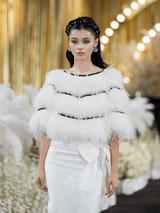 Adriana Feather - Embellished Cape - Luxurious Ostrich Feathers - Statement Design - Contrasting Trim - Relaxed Fit