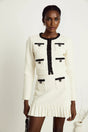 Adrianna Jacket & Skirt - Waffle Knit Texture - Bead Embellishments - Cropped Jacket Style - Pleated Hem