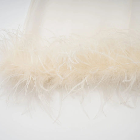 Adrienne White Feather Trim Mini Dress