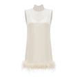 Adrienne White Feather Trim Mini Dress