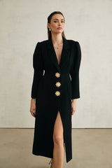 Aëlle black singlebreasted long coat