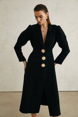 Aëlle black singlebreasted long coat