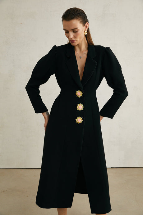 Aëlle black singlebreasted long coat
