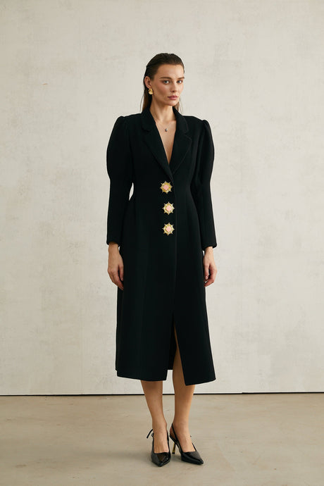 Aëlle black singlebreasted long coat