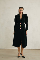Aëlle black singlebreasted long coat