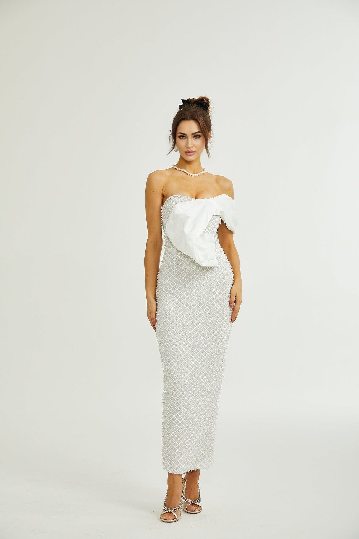 Agata Dress - Off - Shoulder - Midi - Embellished