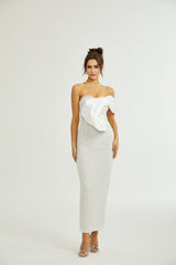 Agata Dress - Off - Shoulder - Midi - Embellished