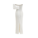 Agata Dress - Off - Shoulder - Midi - Embellished