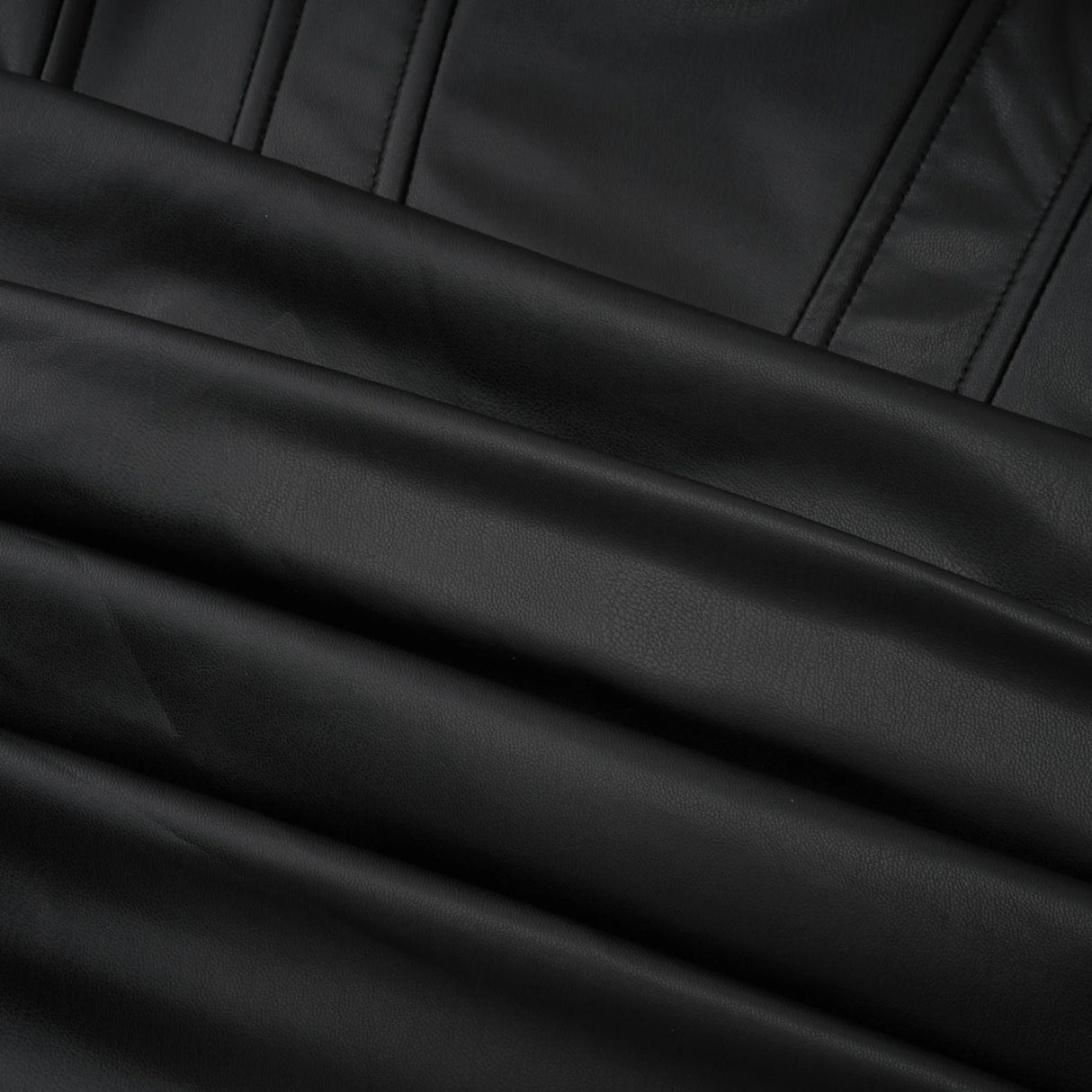 Agnes Black Ruched Leather Bodycon Mini Dress