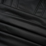 Agnes Black Ruched Leather Bodycon Mini Dress
