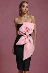 Agnese Black Sleeveless Bow Bandage Mini Dress