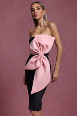 Agnese Black Sleeveless Bow Bandage Mini Dress