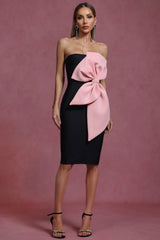 Agnese Black Sleeveless Bow Bandage Mini Dress