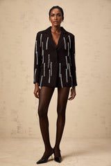 Agnolina Blazer - Notched lapels - Tassel detailing - Crystal embellishment - Front button fastening