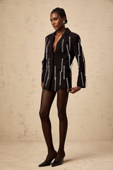 Agnolina Blazer - Notched lapels - Tassel detailing - Crystal embellishment - Front button fastening