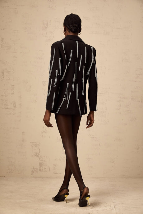 Agnolina Blazer - Notched lapels - Tassel detailing - Crystal embellishment - Front button fastening