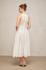 Agnolina Midi Dress - Crochet Knit - Sleeveless - Puff Skirt - Godet Design