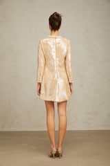 Agnolina Mini Dress – Crew Neck – Long Sleeves – Sequin Embellishment