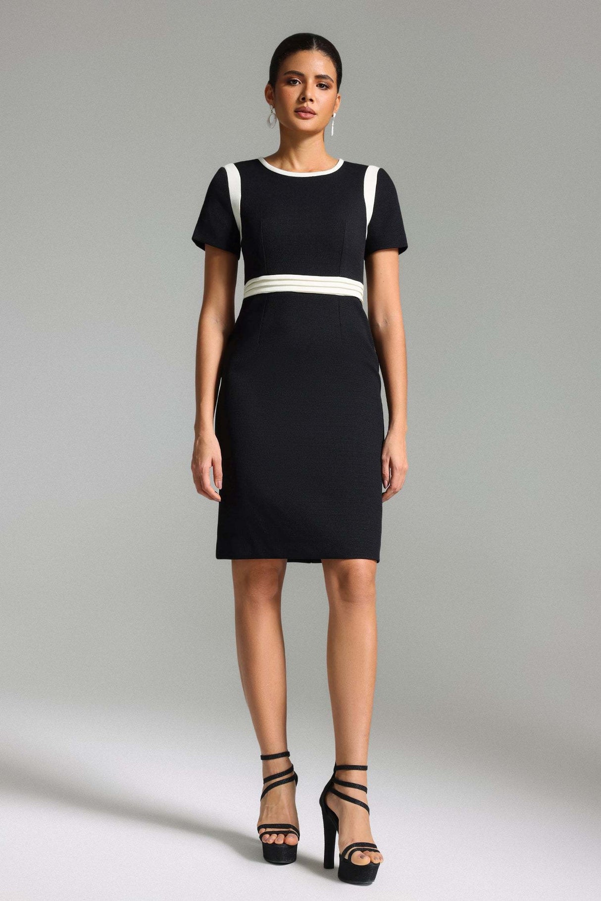 Aida Black Elegant Sophisticated Chic Silhouette Dress