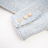 Aida Jacket - Round Neck - Tweed - Golden Button Detailing - Panelled Construction