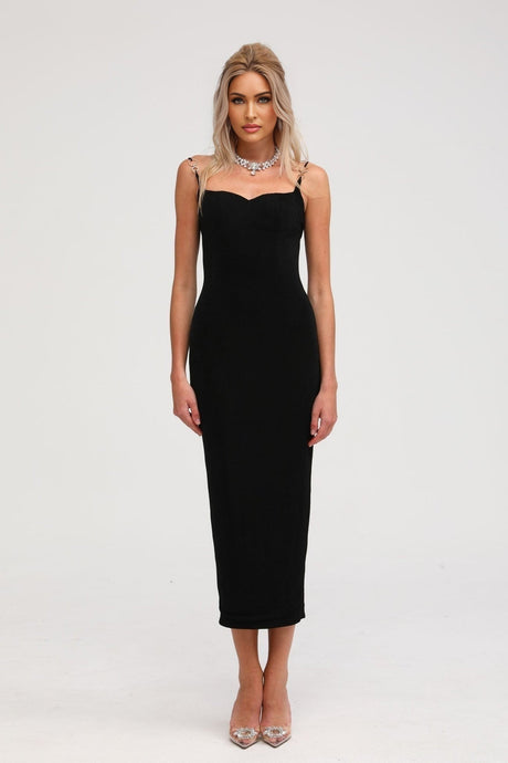 Ailbhe Bustier Maxi Dress - Spaghetti Straps - Back Slit - Bodycon Fit
