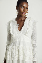 Aimée layered cutout lace embroidered midi dress