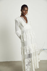 Aimée layered cutout lace embroidered midi dress